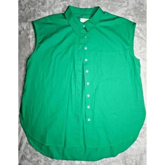 Anthropologie Maeve Green Button Down Tank Top MP - Picture 2 of 9